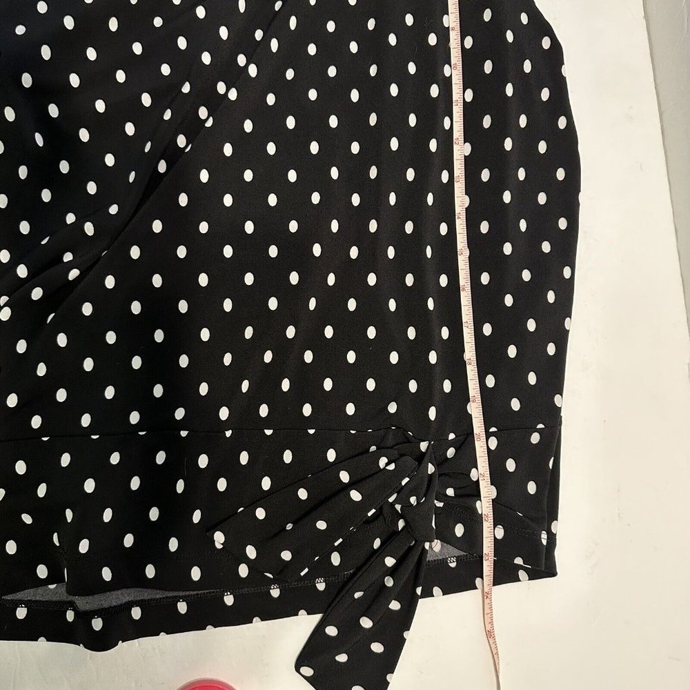 Chico’s 2  Dot-Mix Side-Tie Top Size Large Polka Dot Blouse Top Stretch - Picture 7 of 9